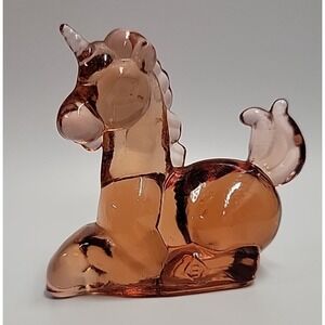 Vintage Boyd Glass Little Luck Unicorn Rosewood‎ Glass Figurine